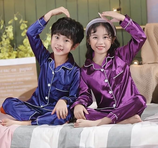 Imported Satin Co-ord Set for Boys and Girls 2pc Combo