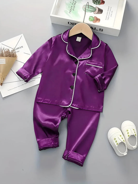 Purple Satin Co-ord Set for Boys and Girls
