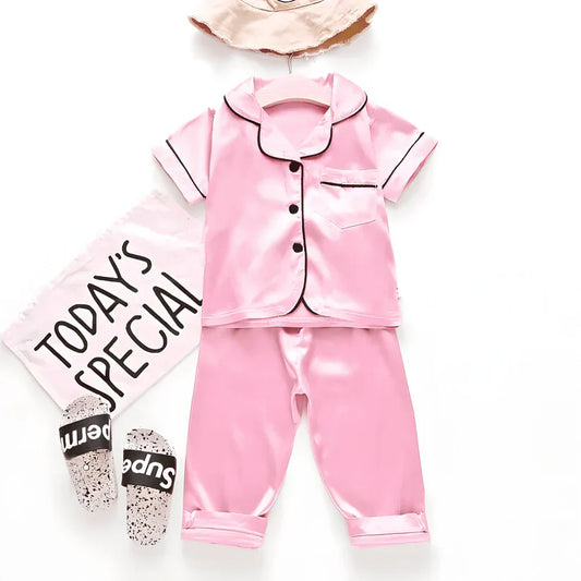 Soft Pink Satin Co-ord Set for Boys and Girls