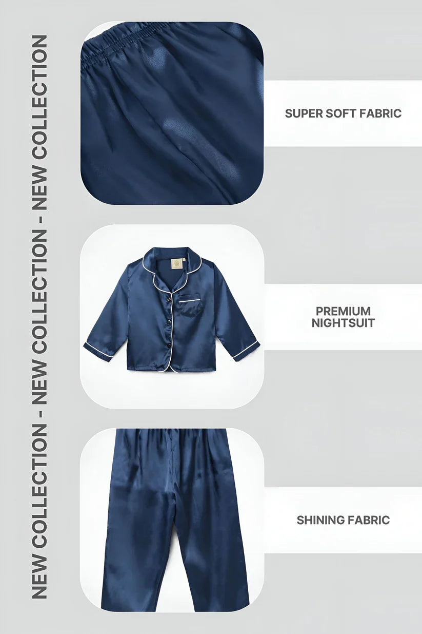 Blue Satin Co-ord Set for Boys and Girls