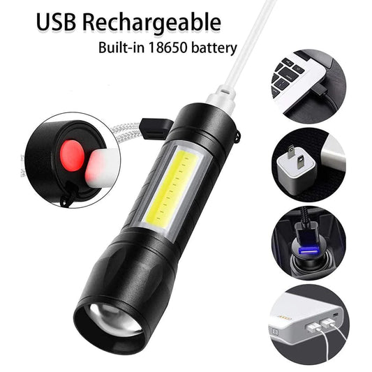 Pack of 3 Super Bright Pocket Mini USB Rechargeable Torch Light