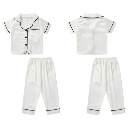 Creme White Satin Co-ord Set for Boys and Girls