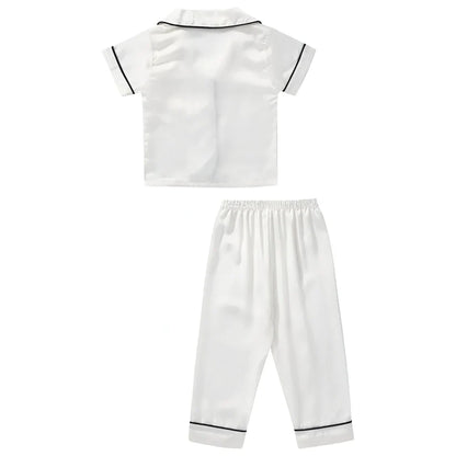 Creme White Satin Co-ord Set for Boys and Girls