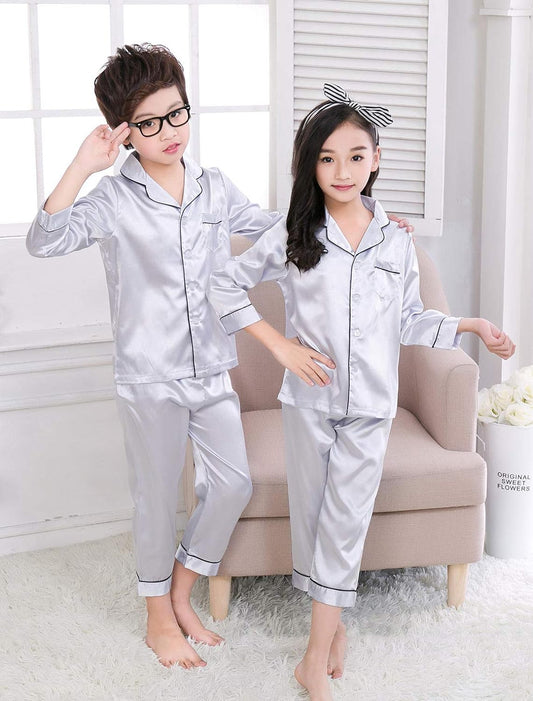 Silver Co-ord night suit for boys and girls